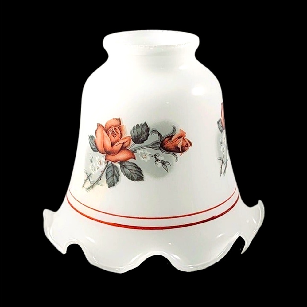 Vintage Hampton Bay 2 1/4 Glass Floral  Lamp Shade NWT